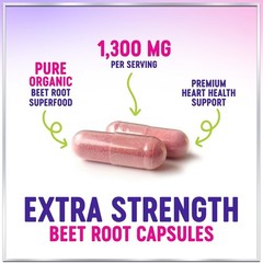 Organic Beet Root Capsules 1300mg – Extra Strength Beetroot Powder Supplement
