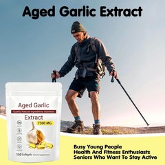 Odorless Garlic 7500mg Per Servings, 150 Softgels | 2 Years Aged Garlic Extract