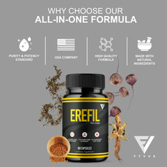 (3 Pack) Erefil Premium Performance Capsules, Erefill Supplement (180 Capsules)