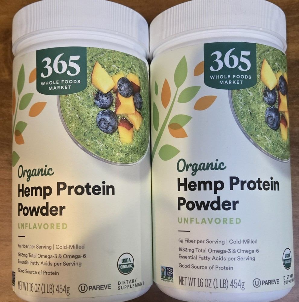 365 Whole Foods Organic Hemp Protein Powder, 16 Ounce Exp 3/2027 2PK