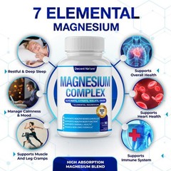 7 Elemental Magnesium Complex 1000mg.Full-Spectrum Support, 90 Capsules