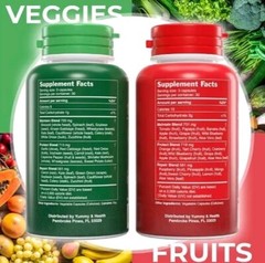 1 Pack, 90 Fruits and 90 Veggies – Whole Food Supplement with Superfood