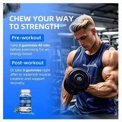 Creatine Monohydrate Gummies 120 Gummies 5000mg Muscle Strength and Energy Boost