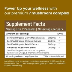 Rooted Active’s 7-in-1 Mushroom Complex, Lion’s Mane, Reishi (60 Caps) R053