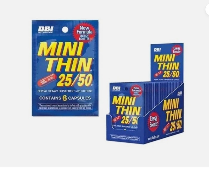 Mini Thin 25/50 25 50 Energy Box 24 PACKS – Diet Herbal Caffeine 6 Capsules Pack