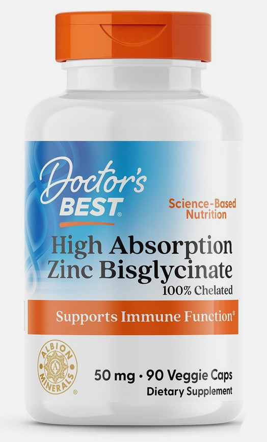 Doctor’s Best High Absorption Zinc Bisglycinate 50mg 90 Count EXP 01/2027
