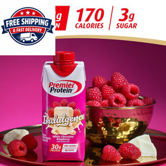 Premier Protein Indulgence Protein Shake, White Chocolate Raspberry, 12 Ct