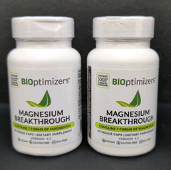 BiOptimizers Magnesium Breakthrough all 7 Forms 60 Veggie Caps 2 Pack Exp 8/2027