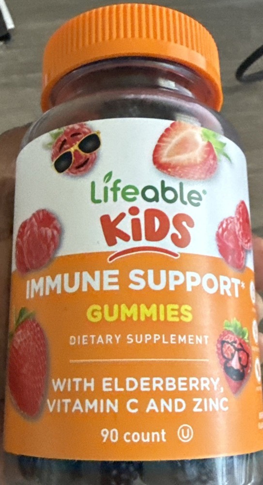 Lifeable Kids Immune Support Gummies | Elderberry Vit C & Zinc 90 ct exp 2/2027