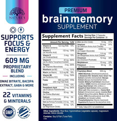 Brain Memory Supplement Pills – 3X Strength Nootropics for Concentration, Clarit