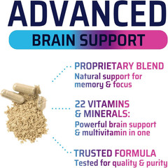 Brain Memory Supplement Pills – 3X Strength Nootropics for Concentration, Clarit