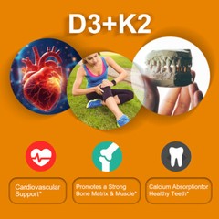 10/60/120PCS Vitamin K2 with D3 Capsules for Heart and Bone Health Supplement