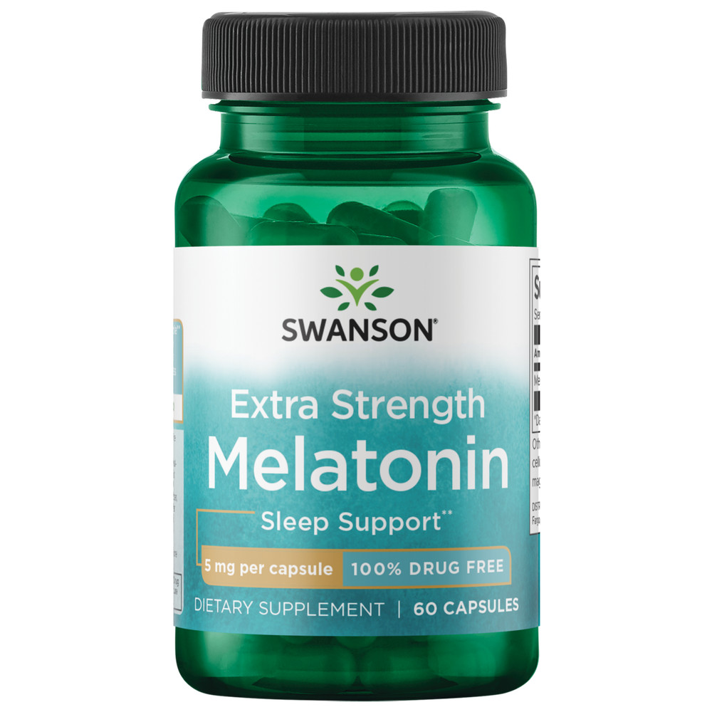 Swanson Extra Strength Melatonin – 100% Drug Free 5 mg 60 Caps