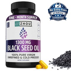 Aceite de Semilla Negra Prensado en Frío 1300 mg Nigella Sativa 60 Cápsulas
