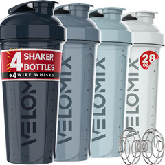 -4 PACK 28 Oz Protein Shaker Bottle for Protein Mixes – 4X Wire Whisk | Leak Pro