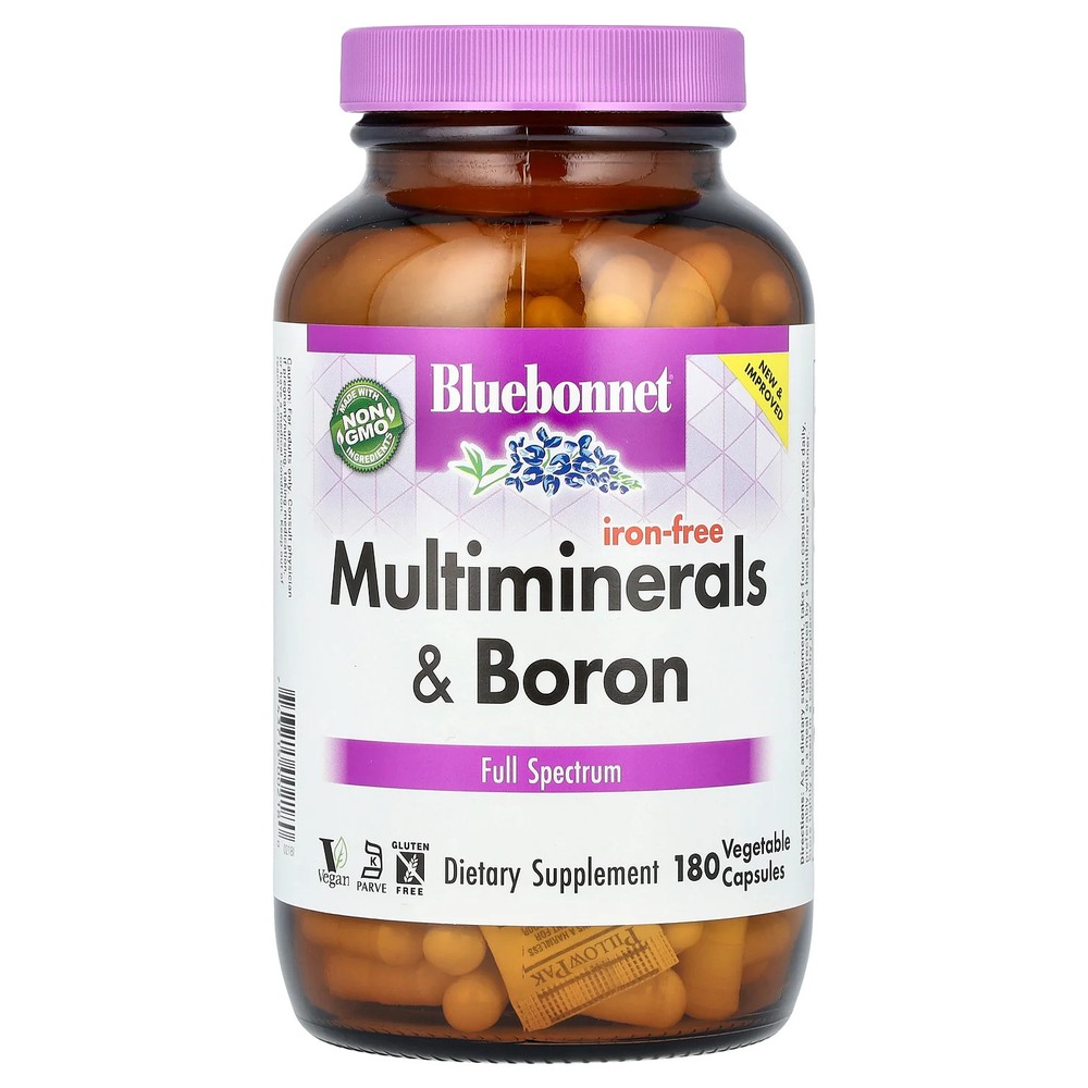 2 X Bluebonnet Nutrition, Multiminerals & Boron, Iron-Free, 180 Vegetable Capsu