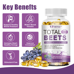 Total Beet Root Capsules -Nitric Oxide Booster Beetroot Supplement, 120 Softgels