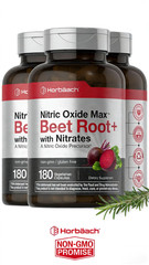 3 PACKS Nitric Oxide Beet Root Capsules | With Nitrates + 180 Count |by Horbaach