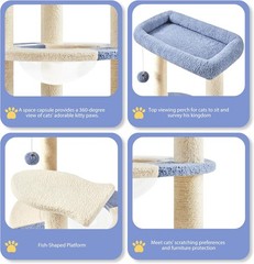 Yaheetech Cat Scratching Posts with Cat Bed,35in Cat Scratcher with 2 Scratching