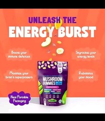 5-PACK Functional Mushroom Gummies, 2500mg w/Ashwagandha Blend Focus Immunity