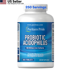 Puritan’s Pride Probiotic Acidophilus 100 Million 250 Tablets Digestive 8 Month