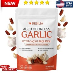 Resilia Garlic Extract 600mg Softgels (60 Count) – Odorless Aged Garlic Extract