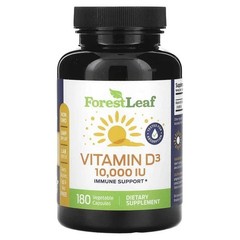 Forest Leaf, Vitamin D3, 250 mcg (10,000 IU), 180 Vegetable Capsules 10/27