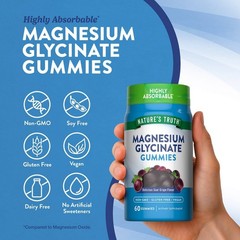 Natures Truth Magnesium Glycinate Dietary Vegan Supplements Gummies – 60ct