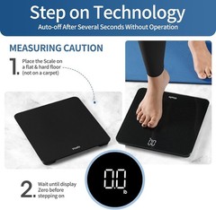Precision Digital Body Scale, 0.1lb Accuracy, 400lb/182kg, Elegant Black Finish