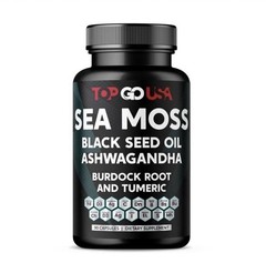 3 Pack Sea Moss Black Seed Oil Ashwagandha Burdock Root Turmeric 270 Capsules