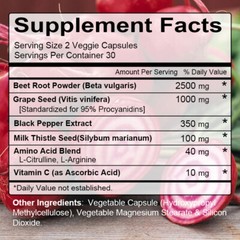 Pure Beetroot Superfood Formula Supplement 4000 Mg Heart Support 120 Capsules