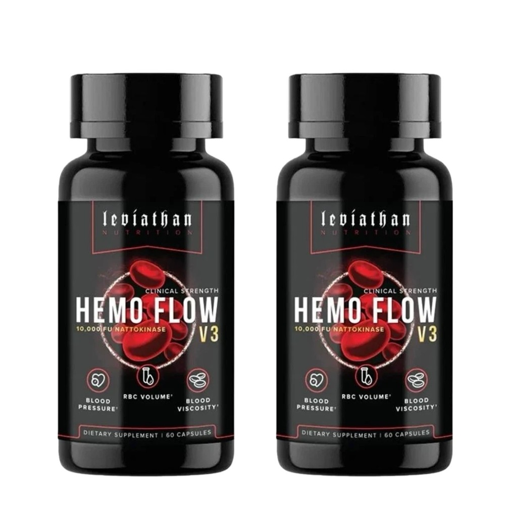 2Pcs Leviathan Nutrition Hemo Flow Supplement Nattokinase with forNitric Oxide.