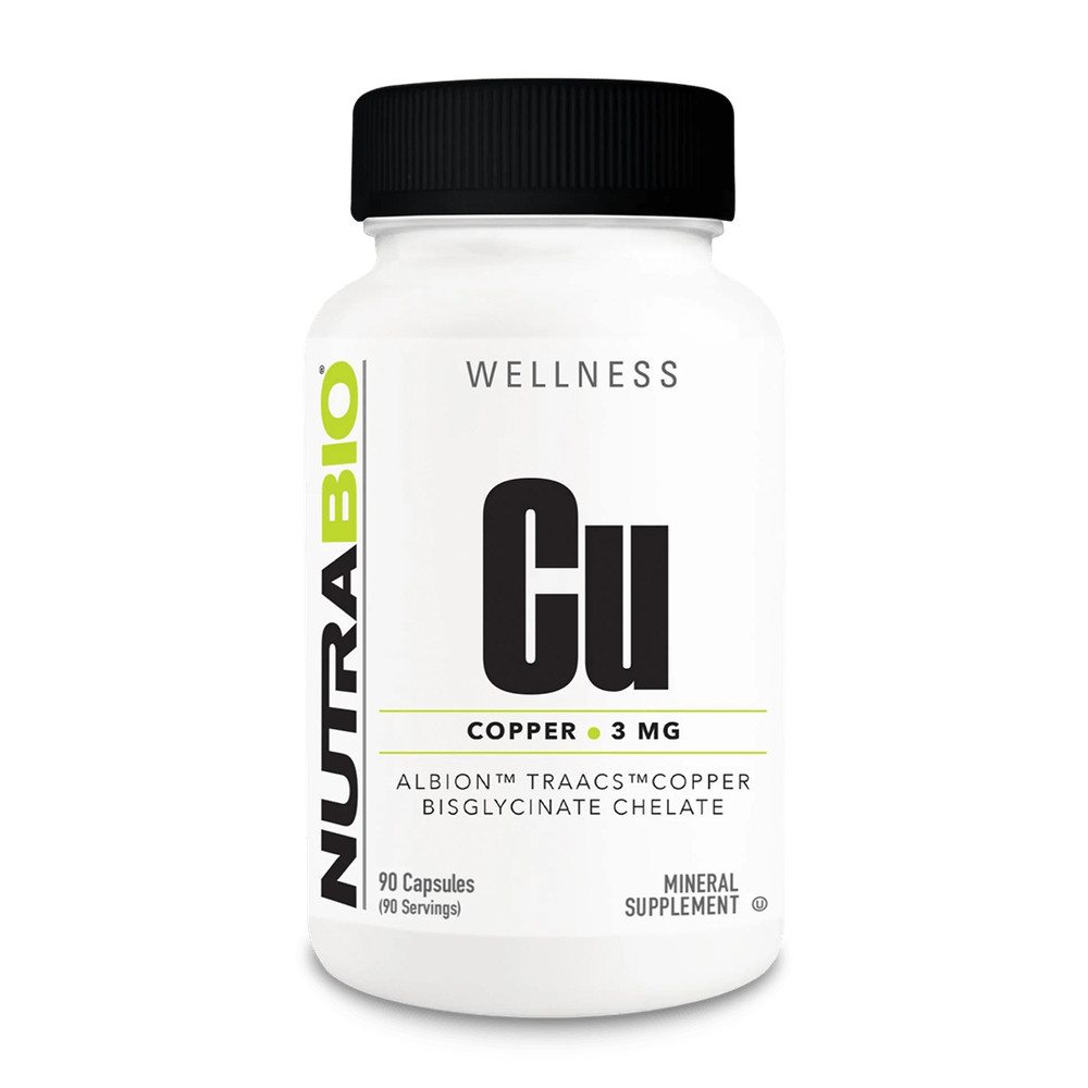 NutraBio – CHELATED COPPER (3mg) – 90 Capsules