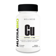 NutraBio – CHELATED COPPER (3mg) – 90 Capsules