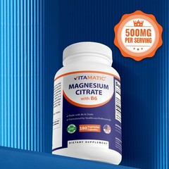 Vitamatic Magnesium Citrate 500mg per Serving – 180 Vegetarian Capsules (Provide