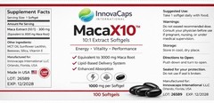 InnovaCaps MacaX10 10:1 Maca Extract 1000mg 100 Softgels Enhanced Absorption