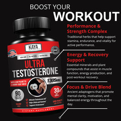 Natural Testosterone Booster 90ct Increase Energy Improve Muscle Strength Growth