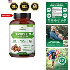 Extra Strength French Maritime Pine Bark Extract 20:1, 350 mg Per Capsule, 95…