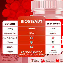 (5 Pack) Biosteady Advanced Support Blood Supplement Bio Steady 300 Capsules