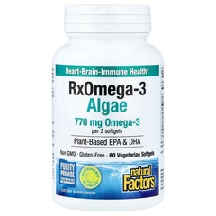 2 X Natural Factors, RxOmega3 Algae, 60 Vegetarian Softgels