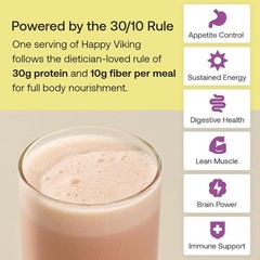 Happy Viking Plant-Based Protein Powder +100 Superfoods Strawberry Meal Repla…