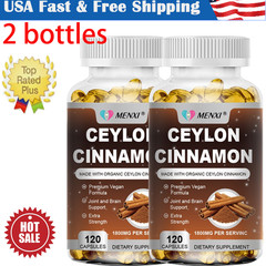 Organic 1800mg Ceylon Cinnamon 240 Capsules Highest Potency Blood Sugar Support