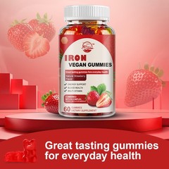 Iron Gummies Supplement with Vitamin C, Folate, B12, B6 Energy Support Daily