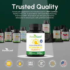 Forestleaf Vitamin D3 50,000 IU, Weekly Dose, High Potency, 120 Capsules