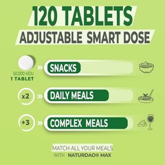 MAX DAO Enzyme Supplement 120 Tablets, 50,000 HDU per Tablet Adjustable Dosage,