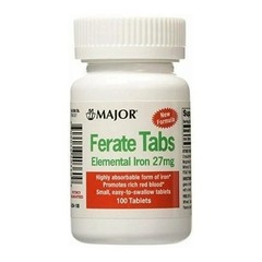 Major Ferate Tabs Iron Tablet 27 mg, Elemental Iron Supplement, 200 Tablet