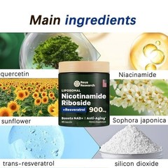 3 Bottle of Reus Research NR900 -NAD+Supplement forSkin Aging Support, Energy