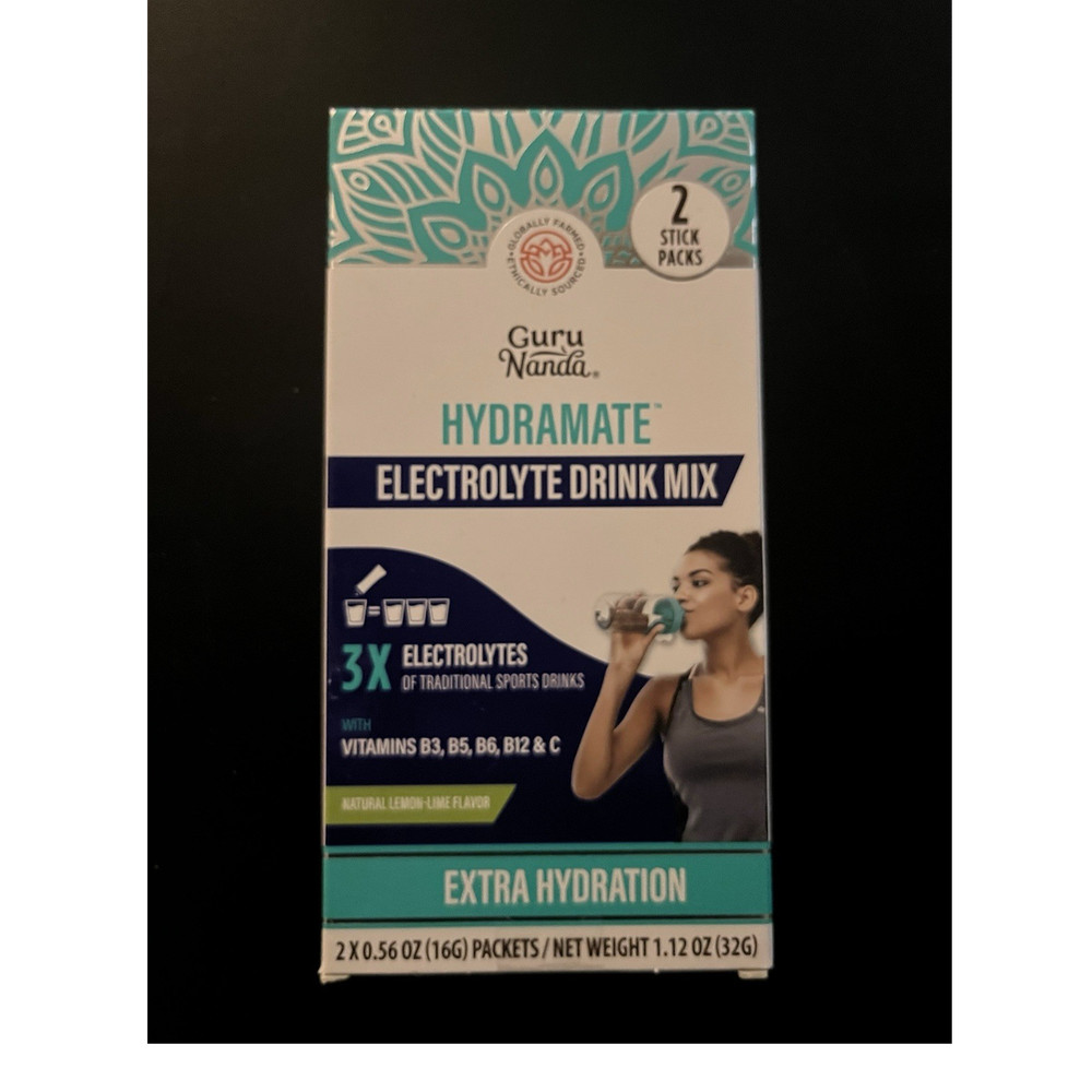 GuruNanda Hydramate Electrolyte Drink Mix Extra Hydration Lemon-Lime 2 Pack