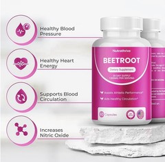 Nutrathrive Organic Beetroot Supplement 1300mg 60 Capsules Exp 05/2028