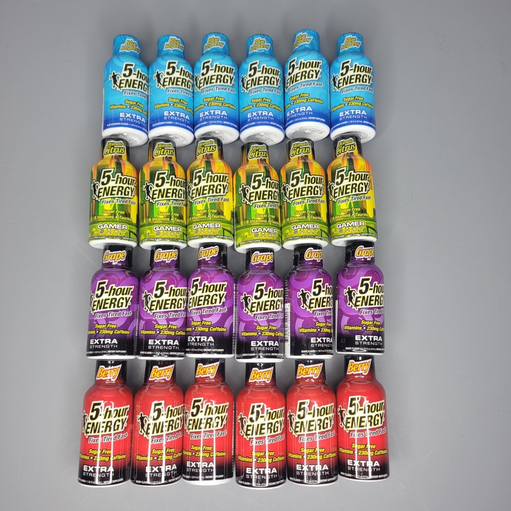 (24) 5-hour Energy Extra Strength, Variety, Energy Shot, 1.93oz. Bulk, 4 Flavors